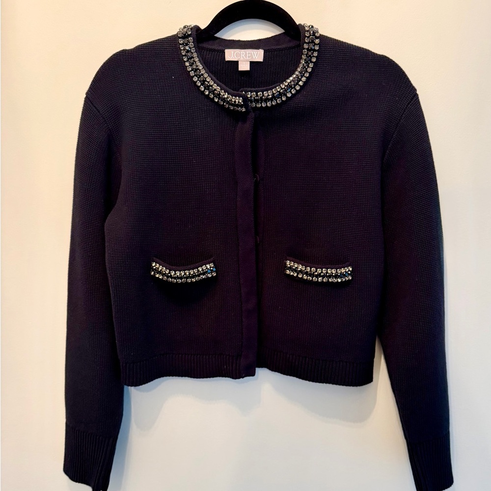 J. Crew Black Cardigan with Beaded Accents